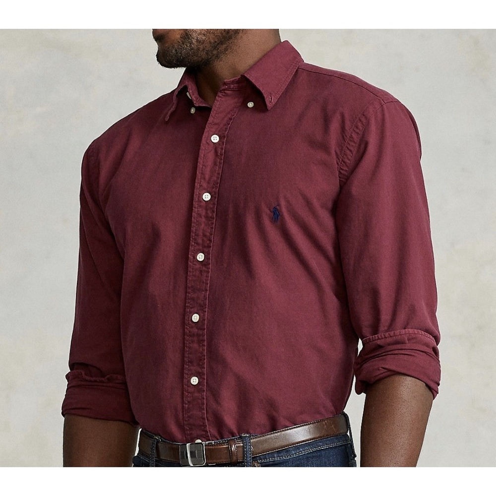 Polo Ralph Lauren Men's 4XB Button Down Shirt Maroon Red Long Sleeve NEW